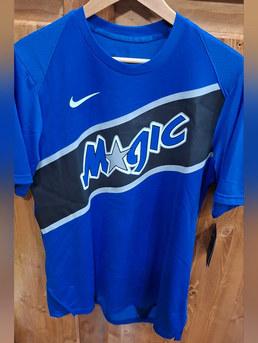 Nike Blue Orlando Magic Short Sleeve Tee with Black Panel Mems Dri Fit Mens Med